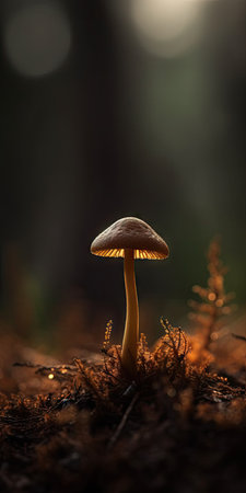 Otherworldly Vibes of Minimalistic Macro Funghi Photography with Beautiful Lighting and Breathtaking Detail. Perfect for wallpapers and posters. Generative AIの素材