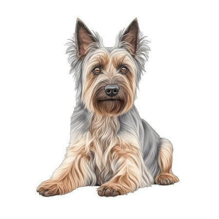 Silky Terrier Watercolor Painting in Soft Pastel Colors for Invitations and Posters. Generative AIの素材