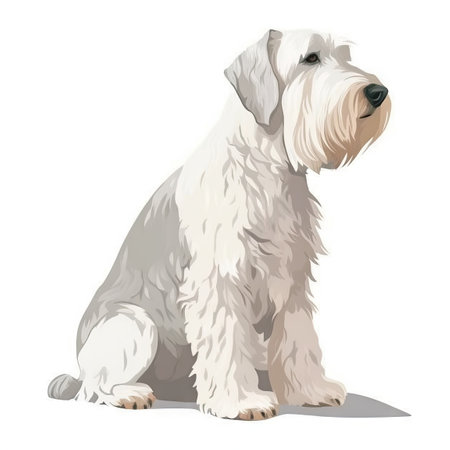 Soft Pastel Sealyham Terrier Watercolor Painting for Invitations and Posters. Generative AIの素材