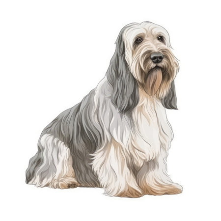 Petit Basset Griffon Vendeen Watercolor Painting in Soft Pastel Colors for Invitations and Posters. Generative AIの素材