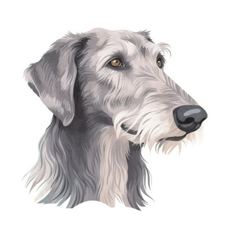 Minimalist Scottish Deerhound Watercolor Painting in Soft Pastel Colors for Wall Art. Generative AIの素材