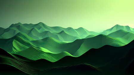 Abstract Green Mountain Landscape Wallpaper Background. Perfect for web and landing pages. Generative AIの素材