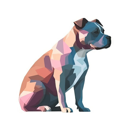 Minimalist Staffordshire Bull Terrier Watercolor Painting in Soft Pastel Colors for Invitations and Posters. Generative AIの素材
