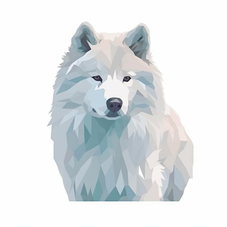 Minimalist Samoyed Watercolor Painting in Soft Pastel Colors on White Background for Invitations and Posters. Generative AIの素材