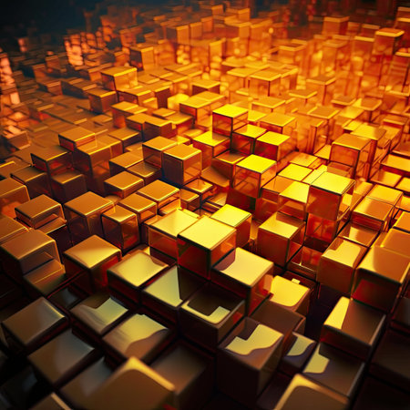 Neatly Constructed Glossy Cubes in Modern Tech Wallpaper. Perfect for web design. Generative AIの素材