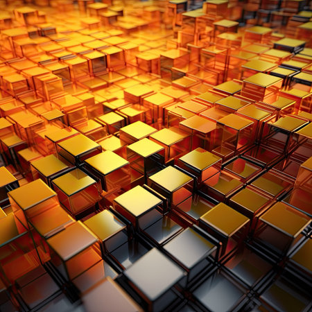 Neatly Constructed Glossy Cubes in Modern Tech Wallpaper. Perfect for web design. Generative AIの素材
