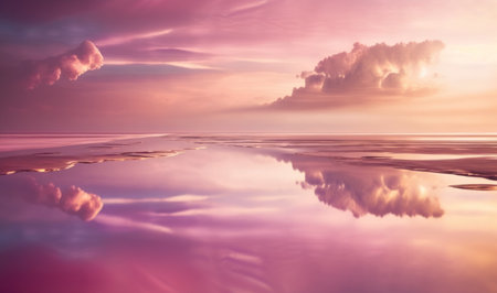 Magical Morning Seascape with Colorful Sky and Soft Natural Background for Posters and Wallpapers. Generative AIの素材