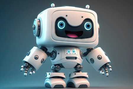 Happy Smiling Robot for Modern Website Design. Generative AIの素材