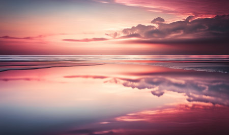 Magical Morning Seascape with Colorful Sky and Soft Natural Background for Posters and Wallpapers. Generative AIの素材