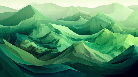 Abstract Green Mountain Landscape Wallpaper Background. Perfect for web and landing pages. Generative AIの素材