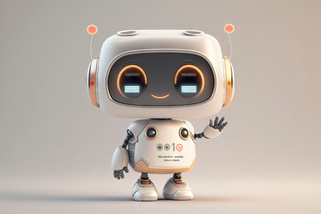 Happy Smiling Robot for Modern Website Design. Generative AIの素材