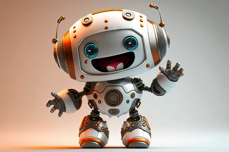 Happy Smiling Robot for Modern Website Design. Generative AIの素材