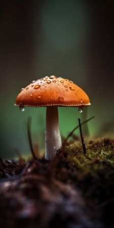 Minimalistic Mushroom Macro Photography for Nature Lovers. Generative AIの素材
