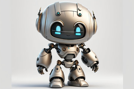 Happy Smiling Robot for Modern Website Design. Generative AIの素材