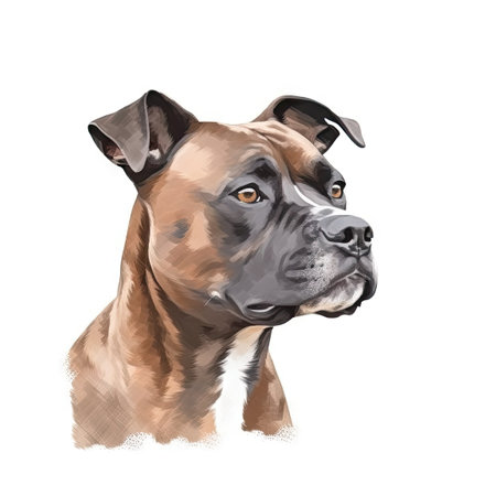 Soft Pastel Watercolor Painting of a Staffordshire Bull Terrier. Perfect for invitations and posters. Generative AIの素材