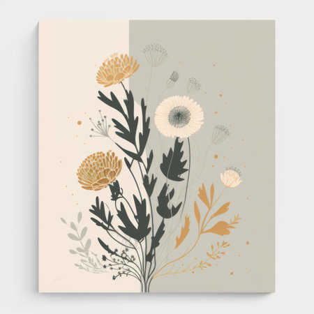 Elegant Minimalistic Floral Design for Invitations and Posters. Generative AIの素材