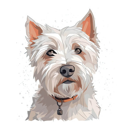 Minimalist West Highland White Terrier Watercolor Painting in Soft Pastel Colors for Invitations and Posters. Generative AIの素材