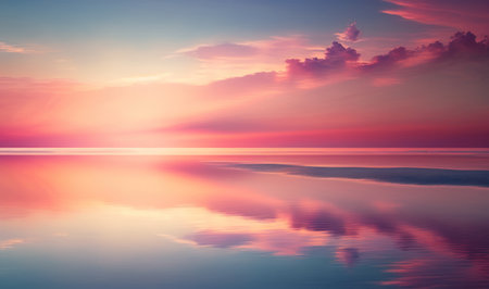 Magical Morning Seascape with Colorful Sky and Soft Natural Background. Perfect for posters and wallpapers. Generative AIの素材