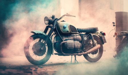 Soft Ethereal Dreamy Motorcycle Background for Professional Use. Generative AIの素材