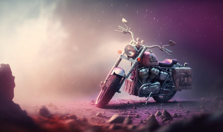 Soft Ethereal Dreamy Motorcycle Background for Professional Use. Generative AIの素材