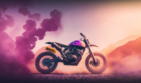 Soft Ethereal Dreamy Motorcycle Background for Professional Use. Generative AIの素材