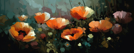 Vibrant Flower Painting Kit for DIY Projects. Generative AIの素材