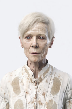 Modern Hyperrealistic AI Humanoid with Short Blonde Hair for Technology Projects. Generative AIの素材