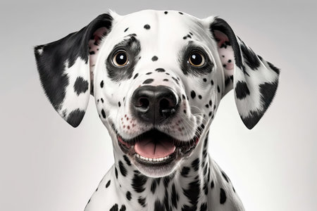Happy Dalmatian Looking at Camera for Greeting Cards and Posters. Generative AIの素材
