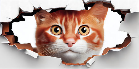 Peeking Red Cat: A Playful Addition to Your Designs. Generative AIの素材