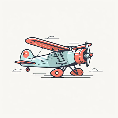 Minimalist Cartoon Plane Illustration on White Background for Invitations and Posters. Generative AIの素材