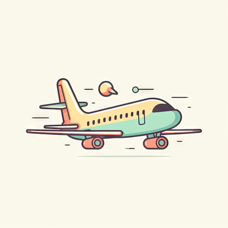 Minimalist Cartoon Plane Illustration on White Background for Invitations and Posters. Generative AIの素材