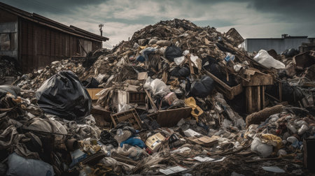 Trash Heap: A Creative Stock Image for Environmental Campaigns. Generative AIの素材