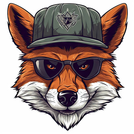 Streetwear Cartoon Portrait with Angry Expression and Sunglasses. Perfect for posters and web. Generative AIの素材