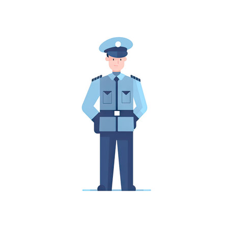Minimalist Policeman Cartoon Illustration on White Background for Invitations and Posters. Generative AIの素材