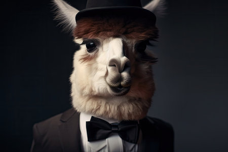 Formal Alpaca Portrait for Business Cards and Invitations. Generative AIの素材