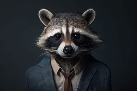 Raccoon in Business Attire: A Professional Portrait for Corporate Websites and Marketing Materials. Generative AIの素材