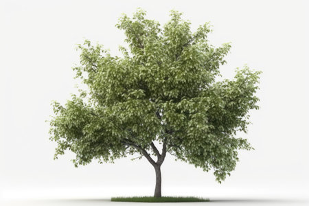 Realistic Apple Tree on White Background for Invitations and Posters. Generative AIの素材