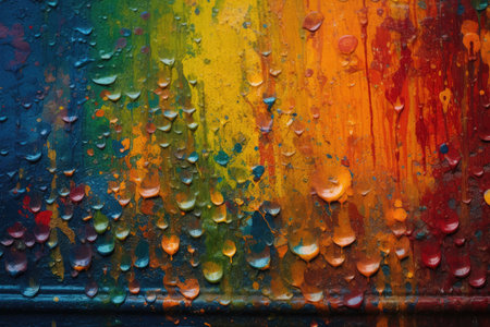 Rainbow Paint on Wall in Goerz Hypergon Style. Perfect for interior design. Generative AIの素材