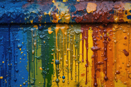Rainbow Paint on Wall in Goerz Hypergon Style. Perfect for interior design. Generative AIの素材