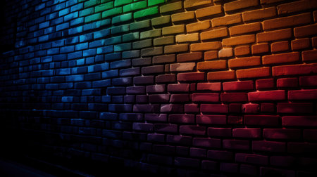 Rainbow Brick Wall with Fine Detail for Cinematic Compositions. Generative AIの素材