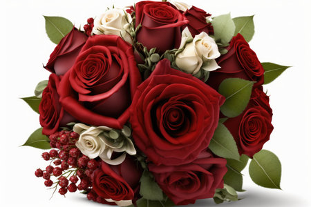 Vibrant Red Roses Bouquet for Gifting and Decoration. Generative AIの素材