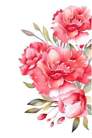 Simple Red and White Watercolor Mother's Day Greeting Card Frame on White Background. Generative AIの素材