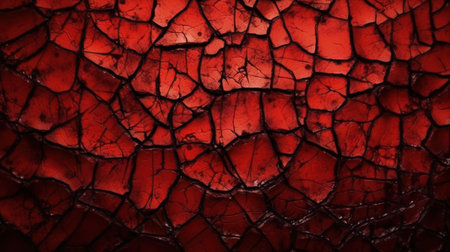 Luxurious Red Cracked Wall Texture for Technology Background. Generative AIの素材