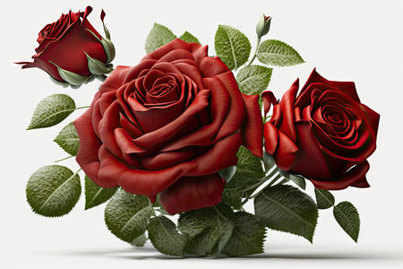 Vibrant Red Roses Bouquet for Gifting and Decoration. Generative AIの素材