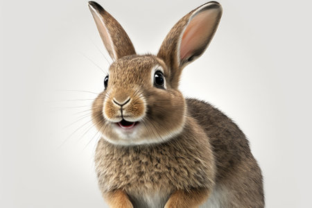 Cute Smiling Rabbit Cartoon on White Background for Children's Book Illustration. Generative AIの素材