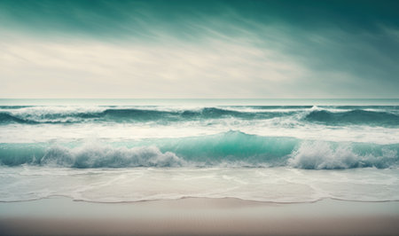 Minimalist Sea Waves: A Calming and Relaxing Ethereal Dream Background. Generative AIの素材