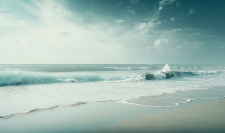 Minimalist Sea Waves: A Calming and Relaxing Ethereal Dream Background. Generative AIの素材