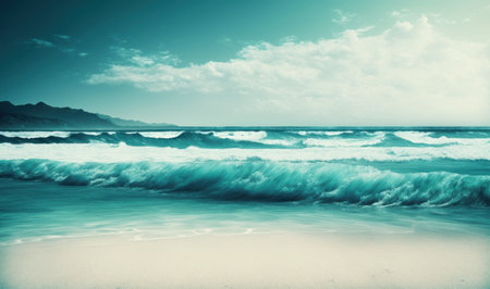 Minimalist Sea Waves: A Calming and Relaxing Ethereal Dream Background. Generative AIの素材