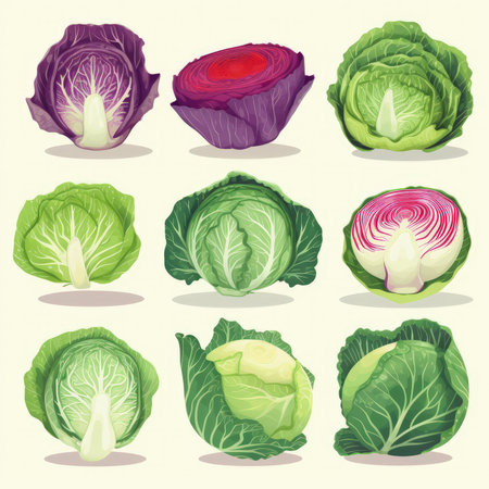 Fresh Cabbage Vegetable Set for Healthy Cooking. Generative AIの素材