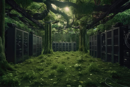 Green Computing in a Server Room: A Sustainable Solution. Generative AIの素材